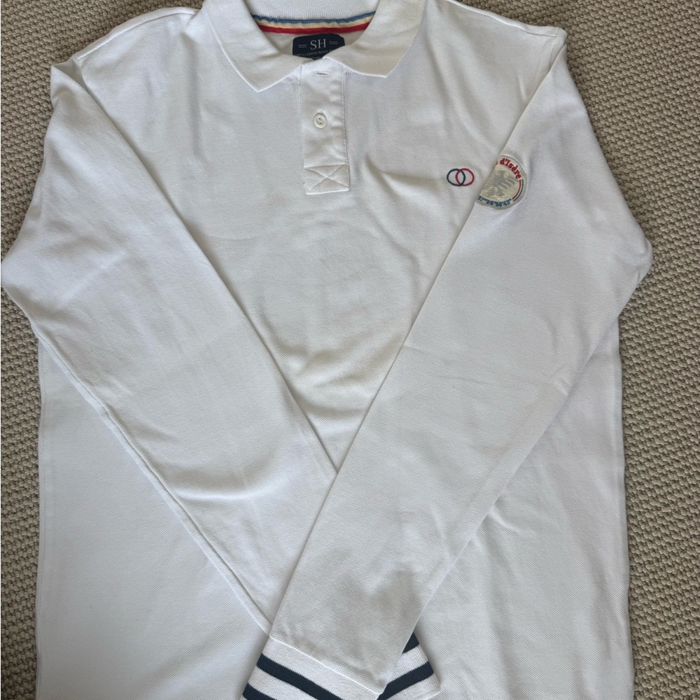 Kids White Long Sleeve Polo Shirt